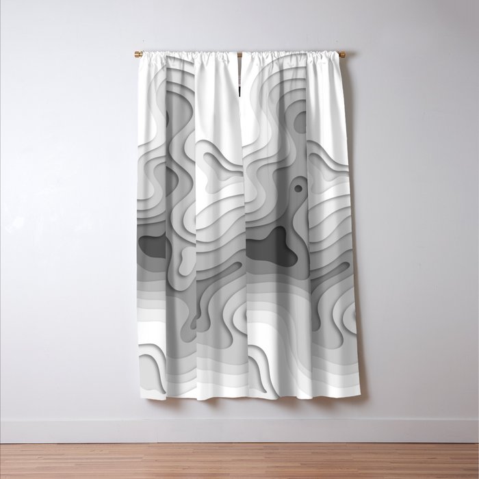 White Topographic Map Window Curtain Gallery Image 3