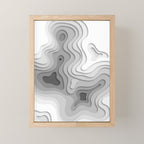 White Topographic Map Mini Art Print Gallery Image 1