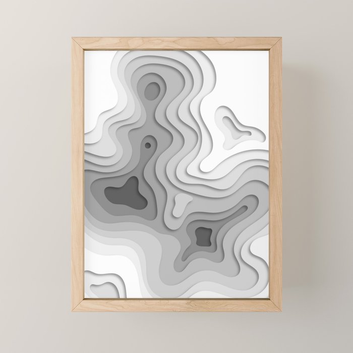 White Topographic Map Mini Art Print Gallery Image 1