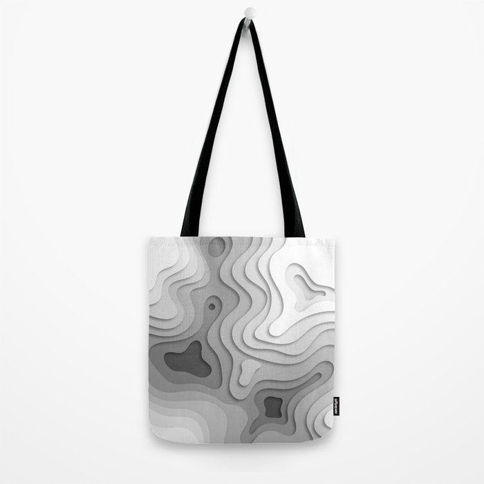 White Topographic Map Tote Bag Gallery Image 2