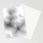 White Topographic Map Stationery Card Gallery Image 2