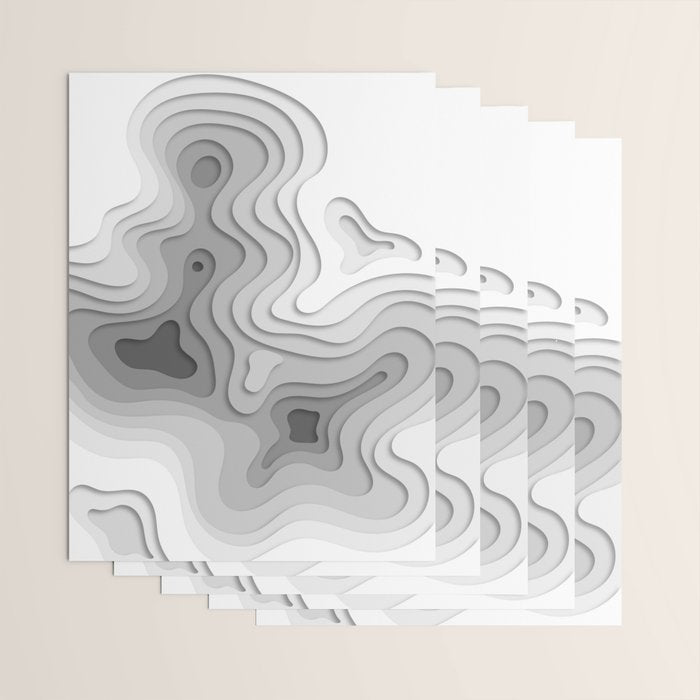 White Topographic Map Wrapping Paper Gallery Image 3