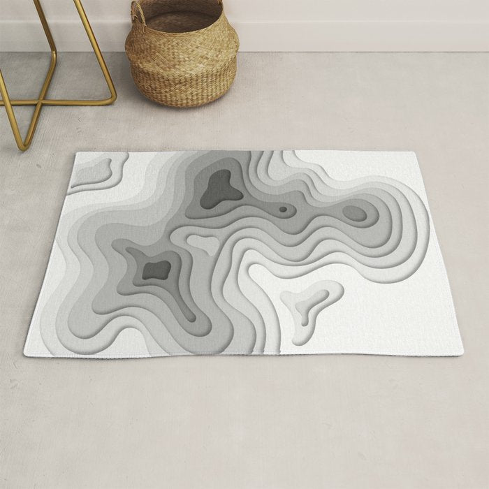 White Topographic Map Rug Gallery Image 1