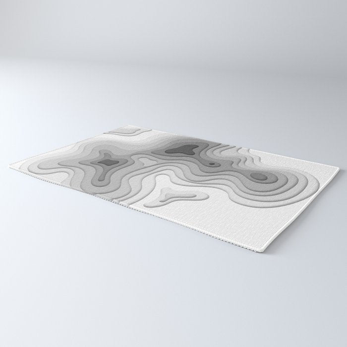 White Topographic Map Rug Gallery Image 3