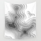 White Topographic Map Wall Tapestry Gallery Image 4