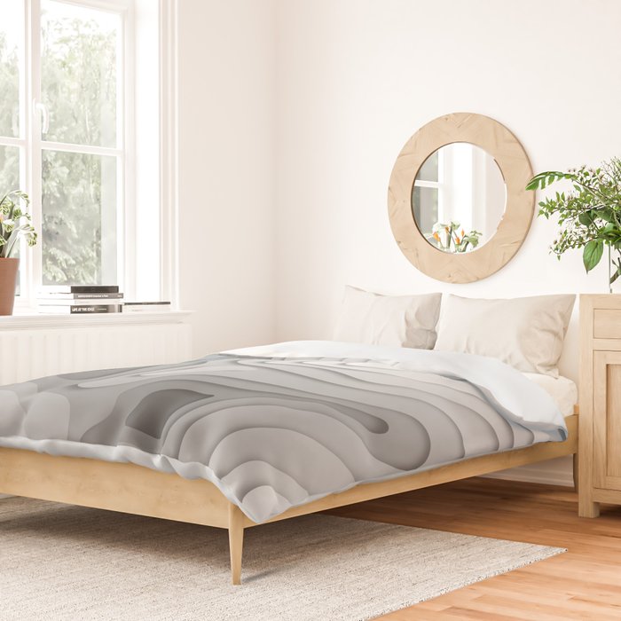 White Topographic Map Duvet Cover Gallery Image 2