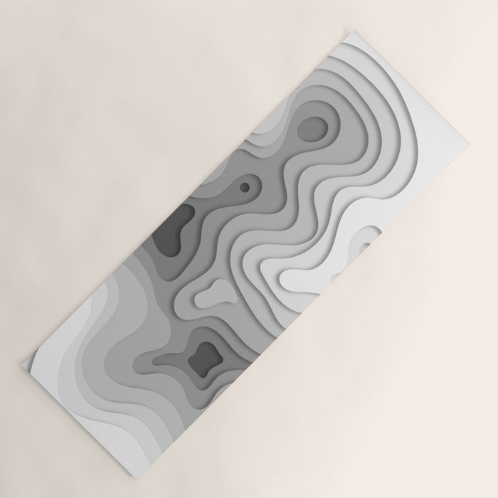 White Topographic Map Yoga Mat Gallery Image 1