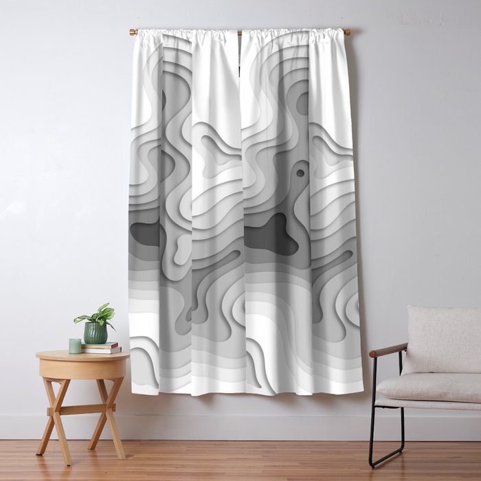 White Topographic Map Window Curtain Gallery Image 5