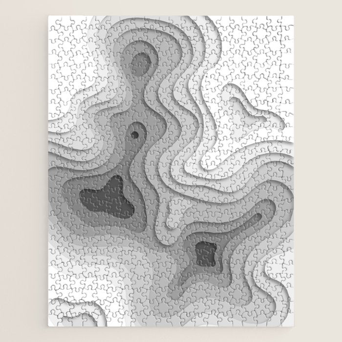 White Topographic Map Jigsaw Puzzle Gallery Image 1