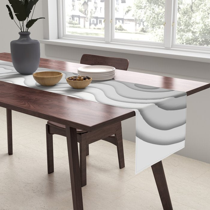 White Topographic Map Table Runner Gallery Image 2