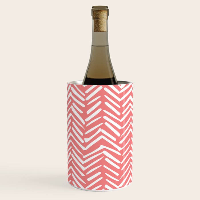 Geometric Art, Herringbone, Coral, Wall Art Boho Wine Chiller Gallery Image 3