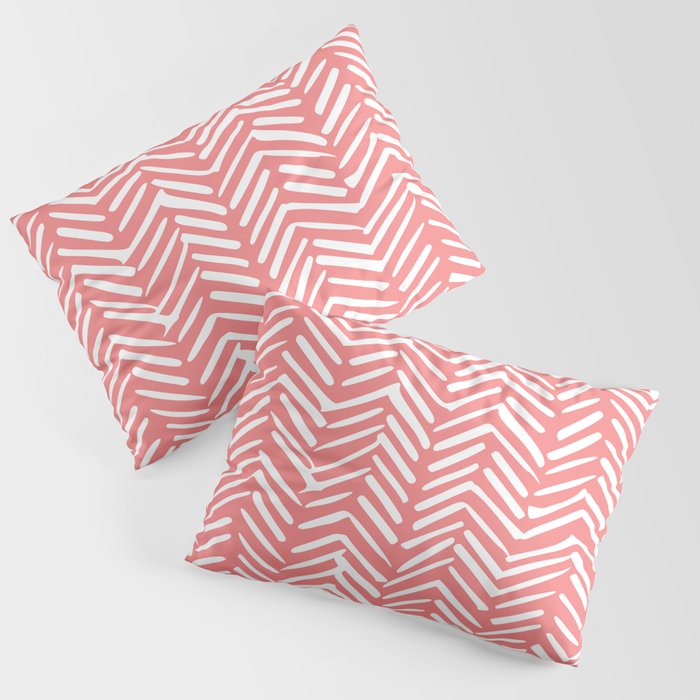 Geometric Art, Herringbone, Coral, Wall Art Boho Pillow Sham Gallery Image 3