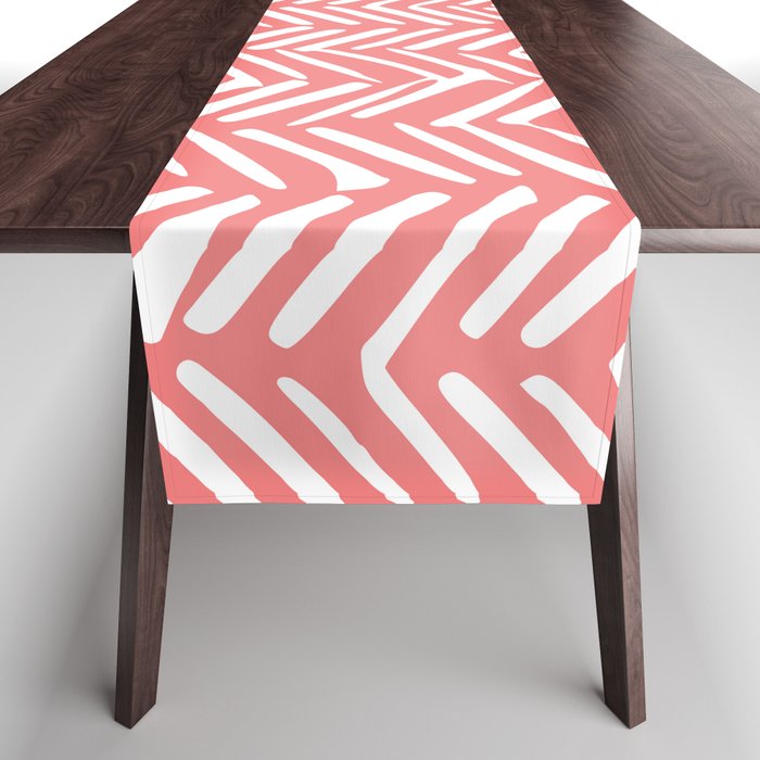 Geometric Art, Herringbone, Coral, Wall Art Boho Table Runner Gallery Image 1