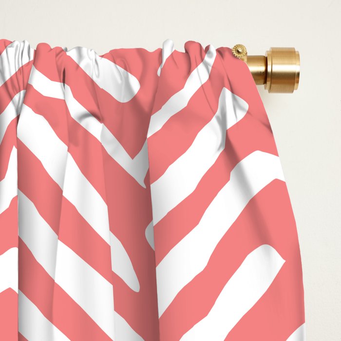 Geometric Art, Herringbone, Coral, Wall Art Boho Window Curtain Gallery Image 2