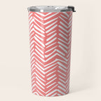 Geometric Art, Herringbone, Coral, Wall Art Boho Travel Mug Gallery Image 2