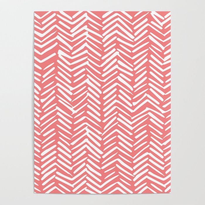 Geometric Art, Herringbone, Coral, Wall Art Boho Poster Gallery Image 4