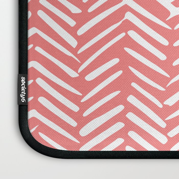 Geometric Art, Herringbone, Coral, Wall Art Boho Laptop Sleeve Gallery Image 3