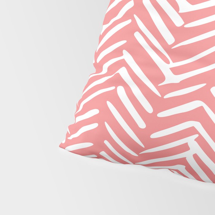 Geometric Art, Herringbone, Coral, Wall Art Boho Pillow Sham Gallery Image 4