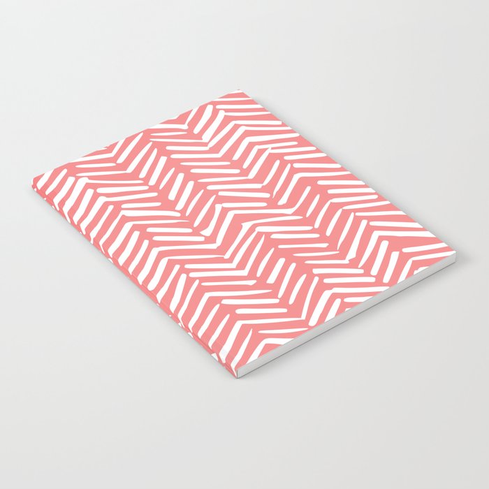 Geometric Art, Herringbone, Coral, Wall Art Boho Notebook Gallery Image 1