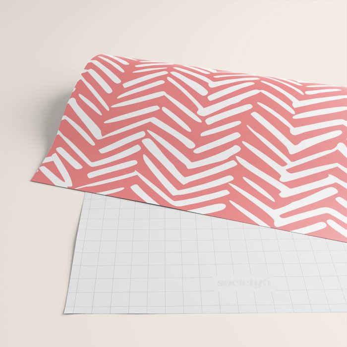 Geometric Art, Herringbone, Coral, Wall Art Boho Wrapping Paper Gallery Image 2