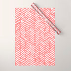 Geometric Art, Herringbone, Coral, Wall Art Boho Wrapping Paper Gallery Image 1