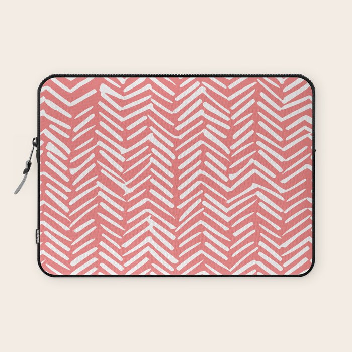 Geometric Art, Herringbone, Coral, Wall Art Boho Laptop Sleeve Gallery Image 1