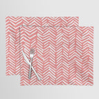 Geometric Art, Herringbone, Coral, Wall Art Boho Placemat Gallery Image 1