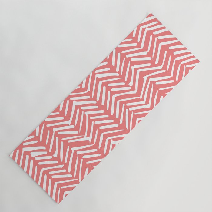 Geometric Art, Herringbone, Coral, Wall Art Boho Yoga Mat Gallery Image 1