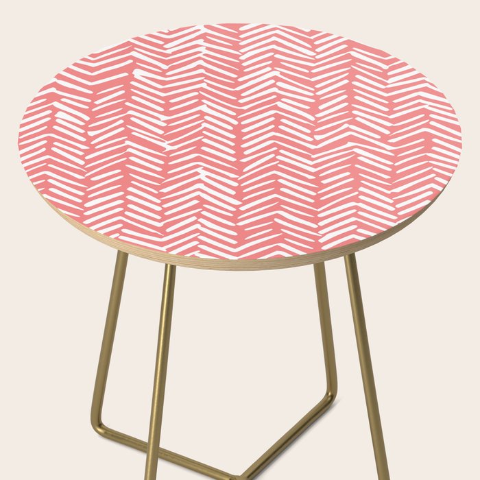 Geometric Art, Herringbone, Coral, Wall Art Boho Side Table Gallery Image 2