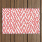 Geometric Art, Herringbone, Coral, Wall Art Boho Outdoor Rug Gallery Image 1