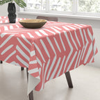 Geometric Art, Herringbone, Coral, Wall Art Boho Tablecloth Gallery Image 3