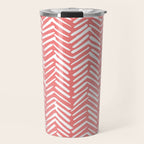 Geometric Art, Herringbone, Coral, Wall Art Boho Travel Mug Gallery Image 1