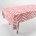 Geometric Art, Herringbone, Coral, Wall Art Boho Tablecloth Gallery Image 1