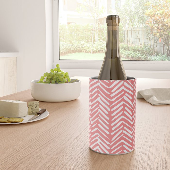 Geometric Art, Herringbone, Coral, Wall Art Boho Wine Chiller Gallery Image 4