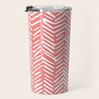 Geometric Art, Herringbone, Coral, Wall Art Boho Travel Mug Gallery Image 3