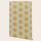 Boho Summer Sun Pattern VIII Sage and Orange Wallpaper Gallery Image 2