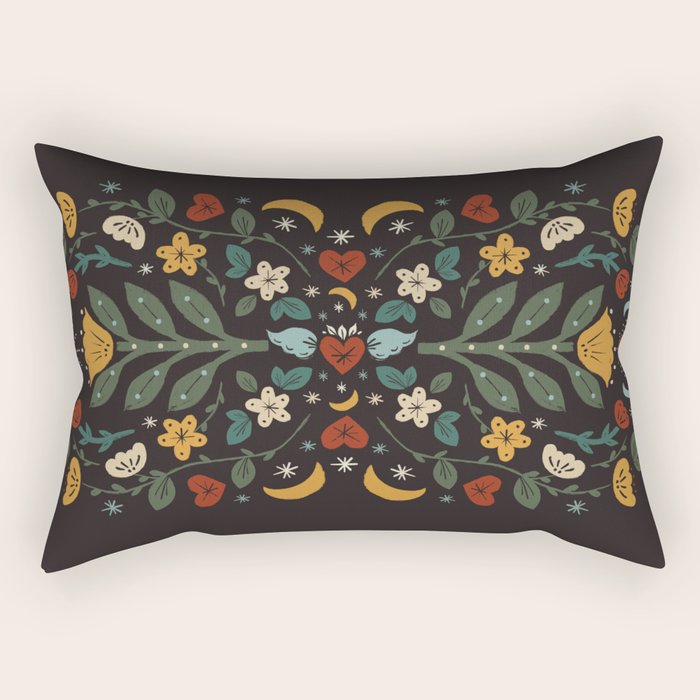 Folk Floral | Fall Colors Rectangular Pillow Gallery Image 2
