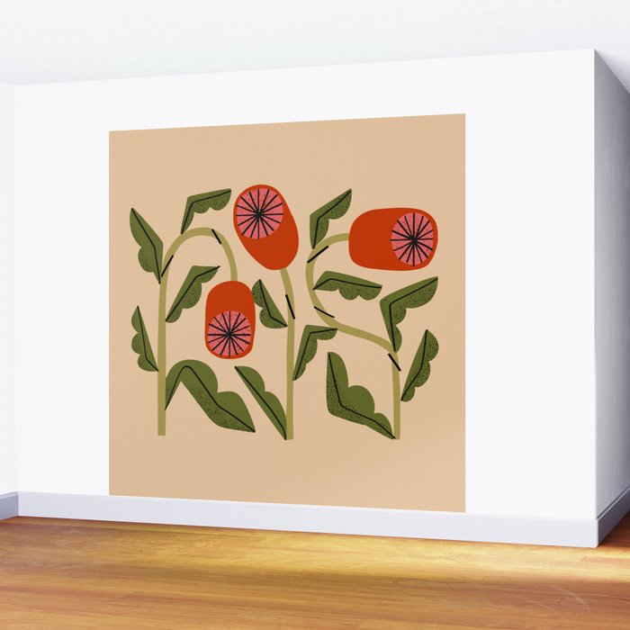Three Flowers Wall Mural Gallery Image 2