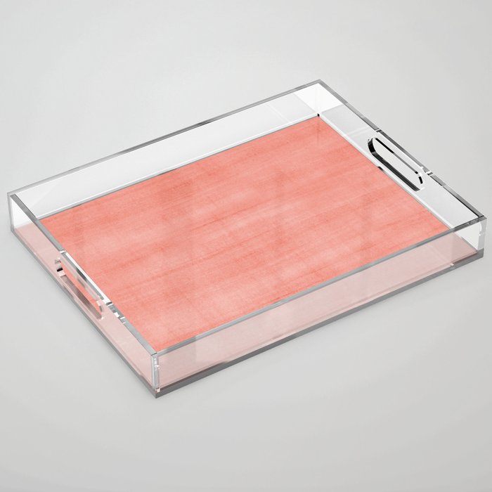 Pantone Living Coral Dry Brush Strokes Texture Acrylic Tray Gallery Image 1