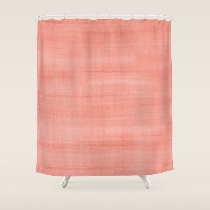 Pantone Living Coral Dry Brush Strokes Texture Shower Curtain Gallery Image 1