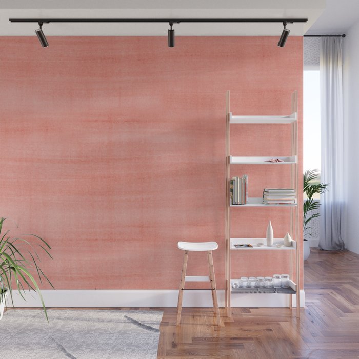 Pantone Living Coral Dry Brush Strokes Texture Wall Mural Gallery Image 1