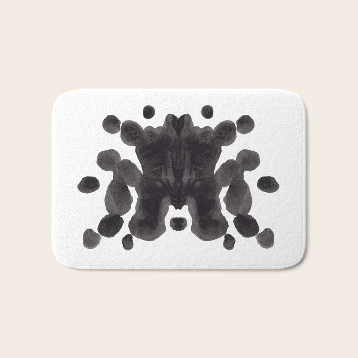 Black And White Inkblot Pattern Rorschach Test Bath Mat Gallery Image 1
