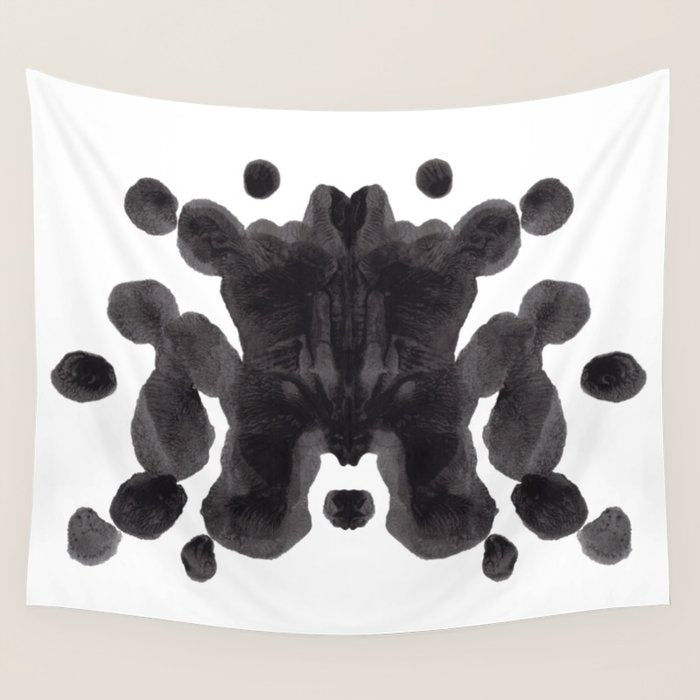 Black And White Inkblot Pattern Rorschach Test Wall Tapestry Gallery Image 1