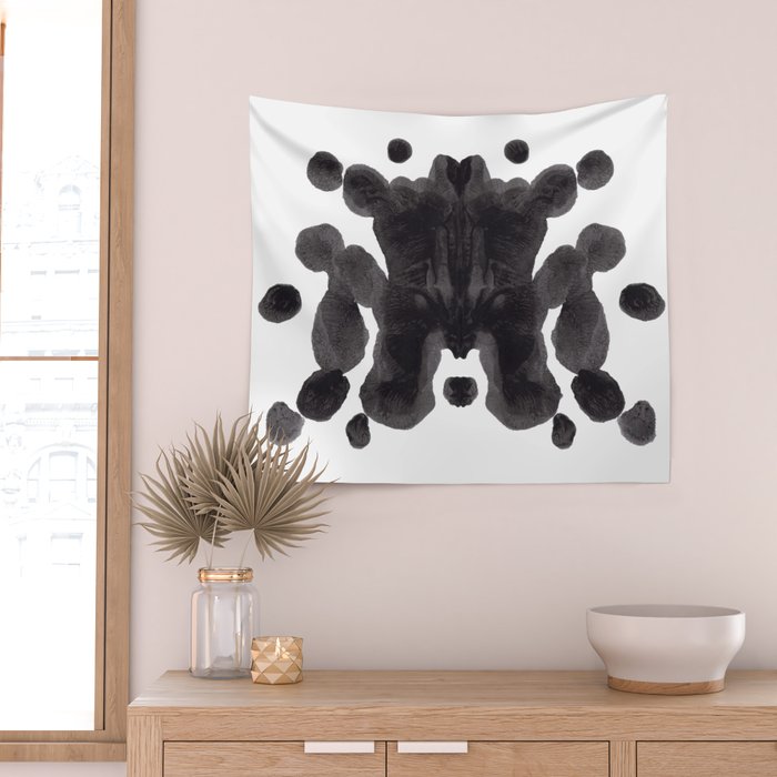 Black And White Inkblot Pattern Rorschach Test Wall Tapestry Gallery Image 2