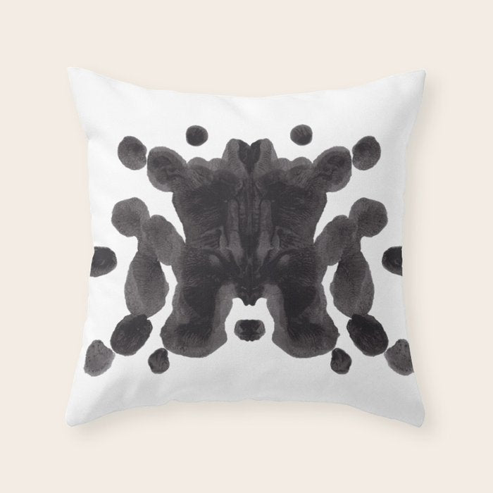 Black And White Inkblot Pattern Rorschach Test Throw Pillow Gallery Image 6
