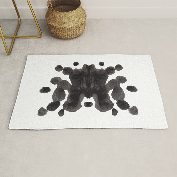 Black And White Inkblot Pattern Rorschach Test Rug Gallery Image 1