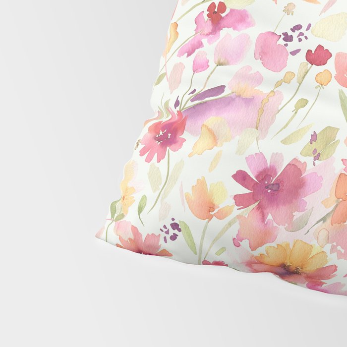 Natural Haze Spring Meadow Cosmos Wildflowers Magenta Red Yellow Pillow Sham Gallery Image 4