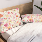 Natural Haze Spring Meadow Cosmos Wildflowers Magenta Red Yellow Pillow Sham Gallery Image 2