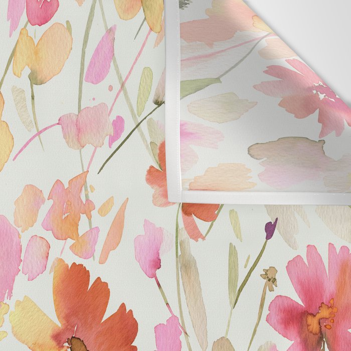 Natural Haze Spring Meadow Cosmos Wildflowers Magenta Red Yellow Wall Tapestry Gallery Image 3