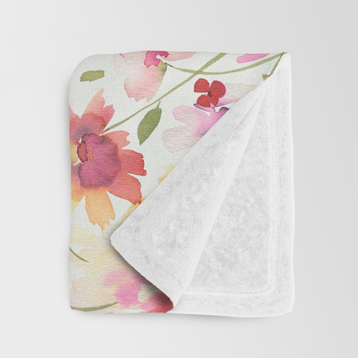 Natural Haze Spring Meadow Cosmos Wildflowers Magenta Red Yellow Throw Blanket Gallery Image 3